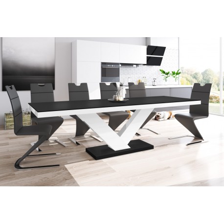 Luxusný rozkladací jedálenský stôl VICTORIA MAT čierna matna/biela