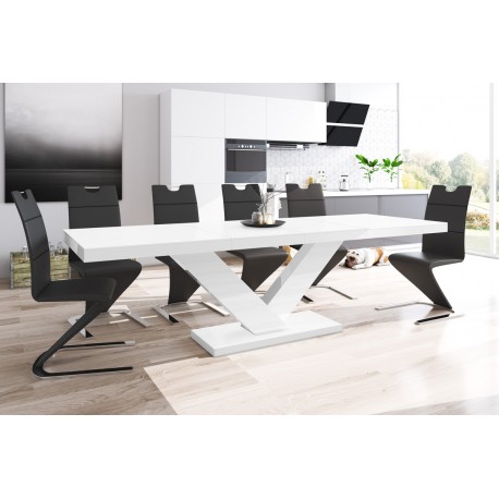 Luxusný rozkladací jedálenský stôl VICTORIA MAT biela matná/biela