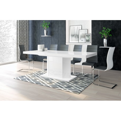 Luxusný rozkladací jedálenský stôl AMIGO (čierna /biela/čierna)