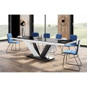 Luxusný rozkladací jedálenský stôl VIVA 2 LESK čierna vrch /čierno biele nohy