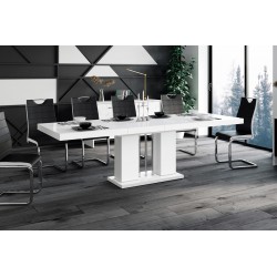 Luxusný rozkladací jedálenský stôl LINOSA biela vysoký lesk