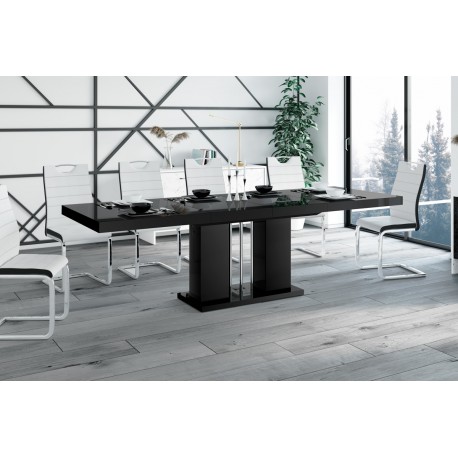 Luxusný rozkladací jedálenský stôl LORENA čierna vysoký lesk