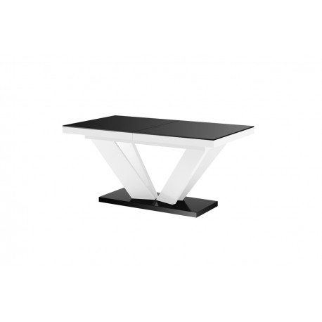 Luxusný rozkladací jedálenský stôl VIVA 2 MATNY čierna vrch /biele lesk nohy
