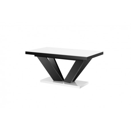 Luxusný rozkladací jedálenský stôl VIVA 2 MATNY biely vrch /čierne nohy