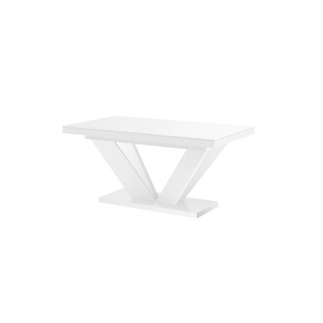 Luxusný rozkladací jedálenský stôl VIVA 2 MATNY biela vrch /biele nohy