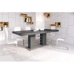 Luxusný rozkladací jedálenský stôl LINOSA 2 šeda vysoký lesk