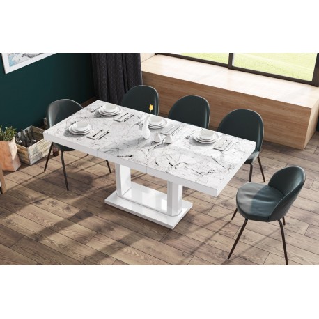 Luxusný rozkladací jedálenský stôl QUADRO 120 mramor
