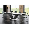 Luxusný rozkladací jedálenský stôl VIVA 2 MATNY biely vrch /čierne nohy