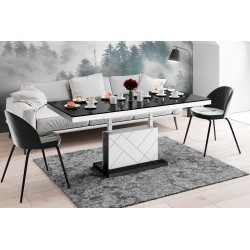 Luxusný rozkladací konferenčný stolík MATERA MAX čierna biela lesk