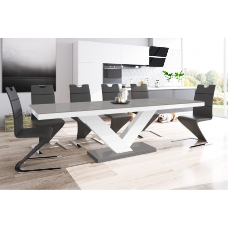 Luxusný rozkladací jedálenský stôl VICTORIA MAT sivá matná/biela