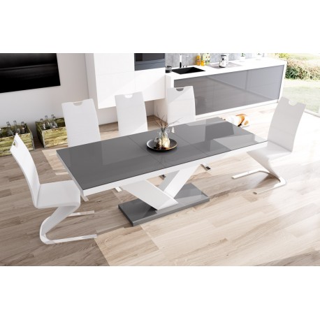 Luxusný rozkladací jedálenský stôl VICTORIA MAT sivá matná/biela