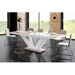 Luxusný rozkladací jedálenský stôl VIVA 2 LESK cappucino vrch / biele nohy