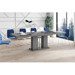 Luxusný rozkladací jedálenský stôl LORENA šeda vysoký lesk