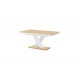 Luxusný rozkladací jedálenský stôl XENON LUX LESK biely vrch/čierno biele nohy/čierny podstavec