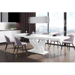 Luxusný rozkladací jedálenský stôl BELLA biela