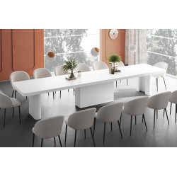 Veľky rozkladací jedálesky konferenčný stôl PORTOFINO biela 