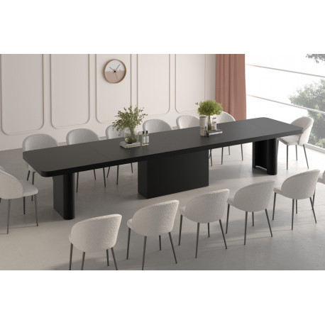 Luxusný rozkladací jedálenský stôl PORTOFINO čierna MAT