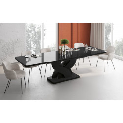 Luxusný rozkladací jedálenský stôl BELLISSIMA čierna LESK MAT