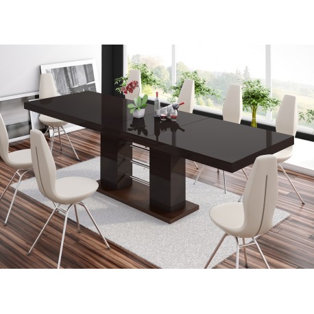 Luxusný jedálenský stôl Hubertus LINOSA 2-hnedá vysoký lesk